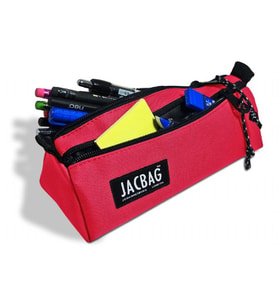 Jacbag Dual Prime İki Bölmeli Üçgen Kırmızı Kız Çocuk Kalem Çantası (Çok Renkli)