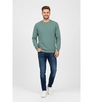 Erkek Sıfır Yaka Selanik Sweatshirt Regular Kalıp BGL-ST04870 (Açık Yeşil)