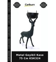Özel Üretim Dekoratif Salon Sofra Aksesuar Metal Geyikli Kase 75 Cm KSK324