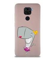 Xiaomi Redmi Note 9 Soft Premier Kapak Pearl Yengeç Tasarımlı Silikon Kılıf - Pudra (Şeffaf)