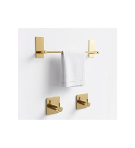 Parlak Gold 3'lü Banyo Seti Havlu Askısı + 2 Kanca