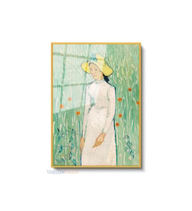 Dikey Çerçeveli Cam Vangogh 77 Modern Ev Dekoru Duvar Sanatı Ev Ofis Tablosu (Altın)