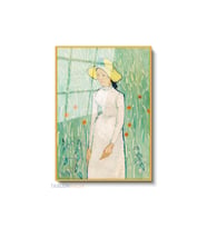 Dikey Çerçeveli Cam Vangogh 77 Modern Ev Dekoru Duvar Sanatı Ev Ofis Tablosu (Altın)