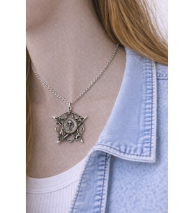 Mistik Pentagram ve Sembol Detaylı Gümüş Renk Unisex Spiritüel & Gotik Günlük Kolye