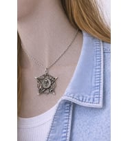Mistik Pentagram ve Sembol Detaylı Gümüş Renk Unisex Spiritüel & Gotik Günlük Kolye