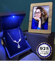 Kişiye Özel Fotoğraflı Premium Işıklı Kutusunda 925 Ayar Gümüş Kolye Farklı Modeller (Model 1)