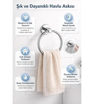 Yuvarlak Havlu Halkası Krom Kaplama, Duvara Monte Yuvarlak Banyo Havluluk, Dayanıklı Metal El Havlusu Askısı, Modern Parlak Krom Tasarım, Paslanmaya Dayanıklı Banyo Aksesuarı