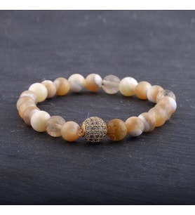Sedef Doğal Taşlı 925 Ayar Gümüş Taşlı Aparatlı Bileklik