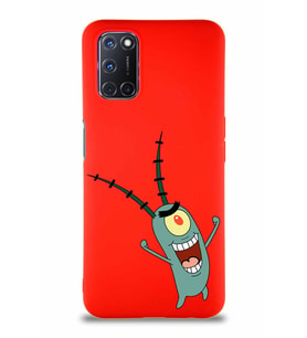 Oppo A72 Soft Premier Kapak Plankton Tasarımlı Silikon Kılıf - Kırmızı (Şeffaf)