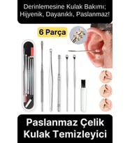Özel Üretim Paslanmaz Çelik Kulak Balmumu Toplayıcı Çıkarıcı Temizleyici Bakımı Çubuk Seti 6 Parça