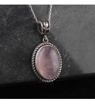 Pembe Kuvars Doğal Taşlı 925 Ayar Gümüş Minimal Kolye
