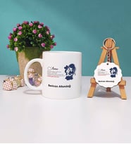 Anneler Günü Hediyesi Anneye Hediye - 4 - Kupa Bardak ve Ahşap Anahtarlık Hediye Seti