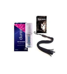 Durex Intense Kadın Uyarıcılı Jel + Siyah Püsküllü Deri Kırbaç + Hediye
