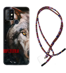 INFINIX Hot 8 9 10 11S Hot 10 Play 10T Kılıf Boyun Asklı Rasta Silikon Wolf Eyes 1758