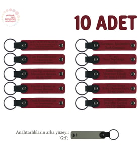 Çevre Temizliği Etkinliği Katılımcılarına, 10'lu Set, İsim Yazılı Hediye Anahtarlık, Kırmızı & Gri