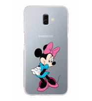 Samsung Galaxy J6 Plus  Kamera Korumalı Kapak Minnie Mouse Tasarımlı  Şeffaf  Kılıf