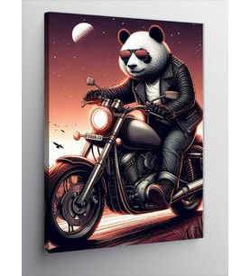 Kanvas Tablo Motorcu Panda