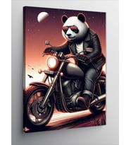 Kanvas Tablo Motorcu Panda