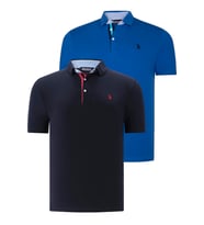 İKİLİ SET T8582 DEWBERRY ERKEK T-SHIRT-LACİVERT- SAX