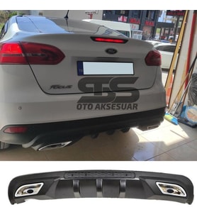 Ford Focus 3 Difüzör Arka Tampon Eki 2 Egzoz Çıkışlı Siyah
