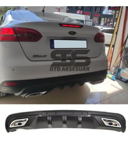Ford Focus 3 Difüzör Arka Tampon Eki 2 Egzoz Çıkışlı Siyah