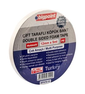Bigpoint Çift Taraflı Köpük Bant 12mmx5m