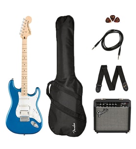 Squier 0372820602 Affinity Stratocaster HSS Elektro Gitar Seti (Lake Placid Blue) Frontman 15G Amfi Dahil Mavi Strat HSS Seti