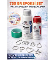 Epoksi Takı Seti 750 Gr Epoksi, Bant ve 8 Adet Krom Takı Aparatları