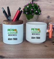Petrol ve Doğalgaz Mühendisi Hediye Sepeti Kupa Bardak T Kulplu, Kalemlik Hediyeleri Mühendisler Günü Hediyesi (Model 7)