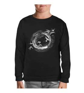 Black Hole Birds Flying Around Siyah Çocuk Sweatshirt