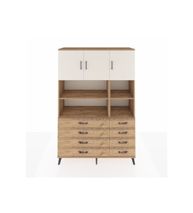 Hyperion Dolap 8 Raflı 8 Çekmeceli 3 Kapaklı 132x44x195 Çam-Aytaşı/Çam