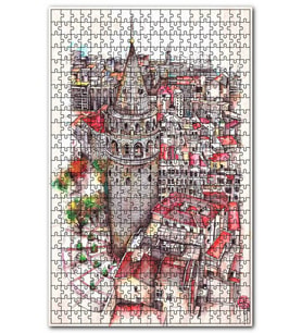 Cakapuzzle Retro İstanbul Galata Kulesi Tarz Görsel Puzzle Yapboz MDF (Ahşap) (120 Parça)