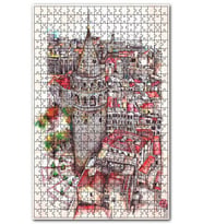 Cakapuzzle Retro İstanbul Galata Kulesi Tarz Görsel Puzzle Yapboz MDF (Ahşap) (120 Parça)