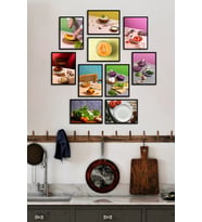 Çerçevesiz Çerçeve Görünümlü 10 Parça Mutfak Gastronomi Temalı Mdf Tablo Seti Çoklu Çerçeve Seti