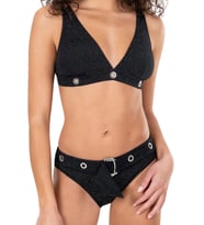 Endeep Kadın Kuş Gözü Detaylı Kemerli Siyah Bikini Takımı