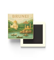 Brunei - Brunei - Paper Cut Art - Baskılı Buzdolap Magneti Kare - 9x9 cm