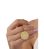 925 ayar gümüş kolye altın yaldızlı top top zincirli Hz. Süleyman mührü kolye SGTL13136GOLD