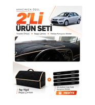 FORD FOCUS 2.5 SEDAN KAPAKLI (2008-2011) Uyumlu Torpido Örtüsü + Tay Tüyü Bagaj Çantası Seti - Siyah Bej