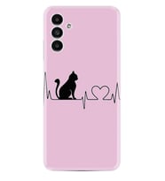 Samsung A23 A31 A32 A50 A51 A52 A53 A70 Kılıf Desenli Silikon Pink Cat Heart 1303
