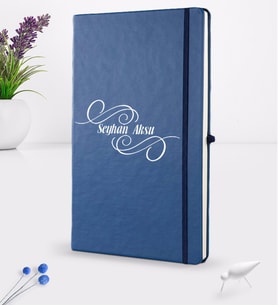 BK Gift Kişiye Özel İsimli Lacivert Termo Deri Defter 16x24cm Model 3