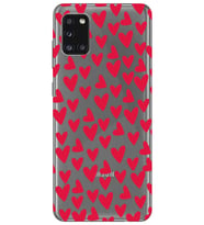 Samsung Galaxy A31 Uyumlu Kalp Desenli Şeffaf Telefon Kılıfı