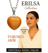 Sertifikalı Kalp Model Turuncu Akik Taşı Kolye – Canlılık, Kararlılık ve Günlük Enerji Desteği (Çok Renkli)