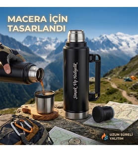 Kişiye İsme Özel Klasik Vakumlu Kulplu Çelik Termos / 1450 ml