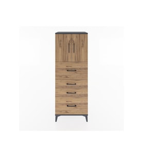Hyperion Dolap 2 Raflı 4 Çekmeceli 2 Kapaklı 60x44x163 Antrasit-Çam