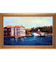 Çerçeveli Paspartulu Manzara Tablo bm1092 (Gold)