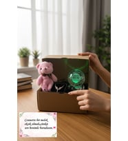 Ayıcık, Melek Kolye ve Satürn Temalı Işıklı Dolunay 3d Led Işıklı Cam Küre Hediye