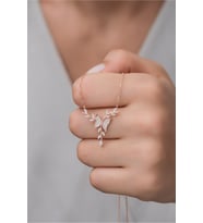 925 Ayar Gümüş Rose Daldaki Kelebek Kolye
