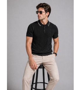 ADV 5058  TRİKO POLO YAKA TİŞÖRT/SİYAH/M