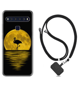 TCL 10L 10 Plus 10SE 20E 20SE 30 L7 Kılıf Boyun Askılı Silikon Ay ve Flamingo 1775