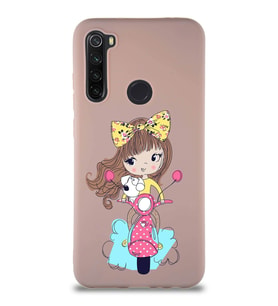 Xiaomi Redmi Note 8 Soft Premier Kapak Vespagirl Tasarımlı Silikon Kılıf - Pudra (Şeffaf)